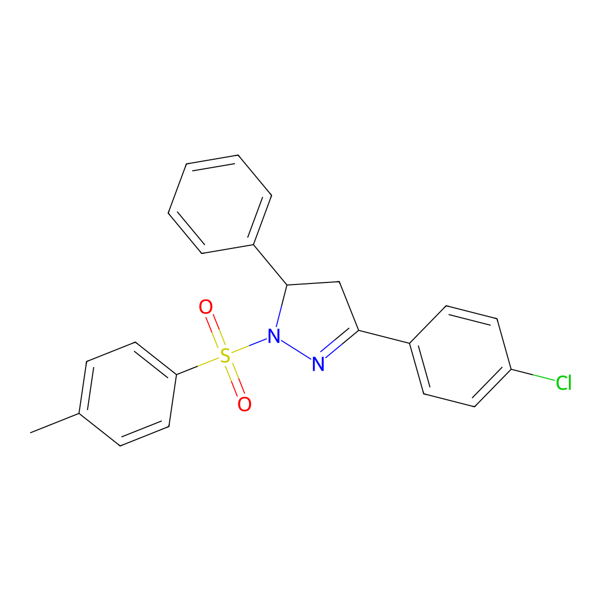 3-(4-chlorophenyl)-1-[(4-methylphenyl)sulfonyl]-5-phenyl-4,5-dihydro-1H-pyrazole molecular structure, CAS 791827-42-4