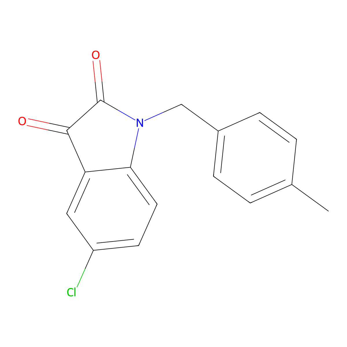 5-chloro-1-(4-methylbenzyl)-1H-indole-2,3-dione molecular structure, CAS 79183-51-0