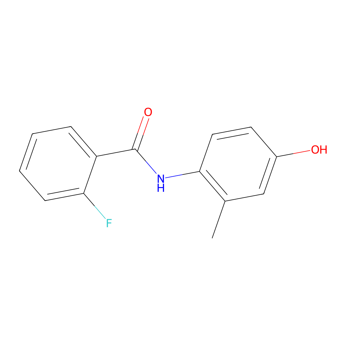 2-fluoro-N-(4-hydroxy-2-methylphenyl)benzamide molecular structure, CAS 791832-43-4