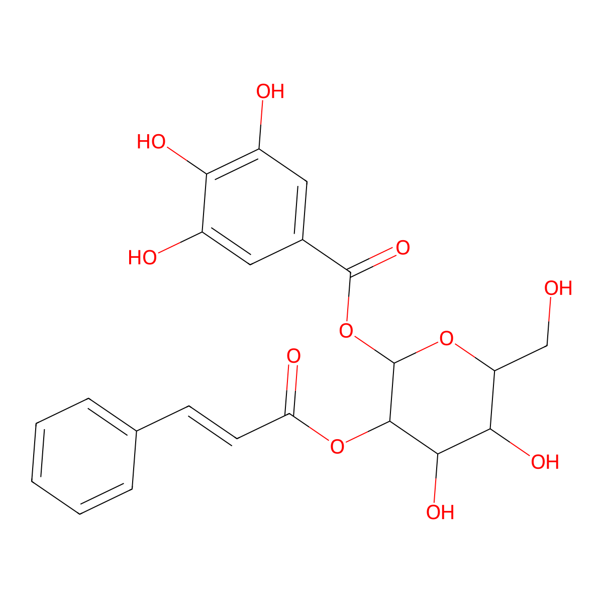 2-O-cinnamoyl-1-O-galloyl-|A-D-glucose molecular structure, CAS 791836-69-6