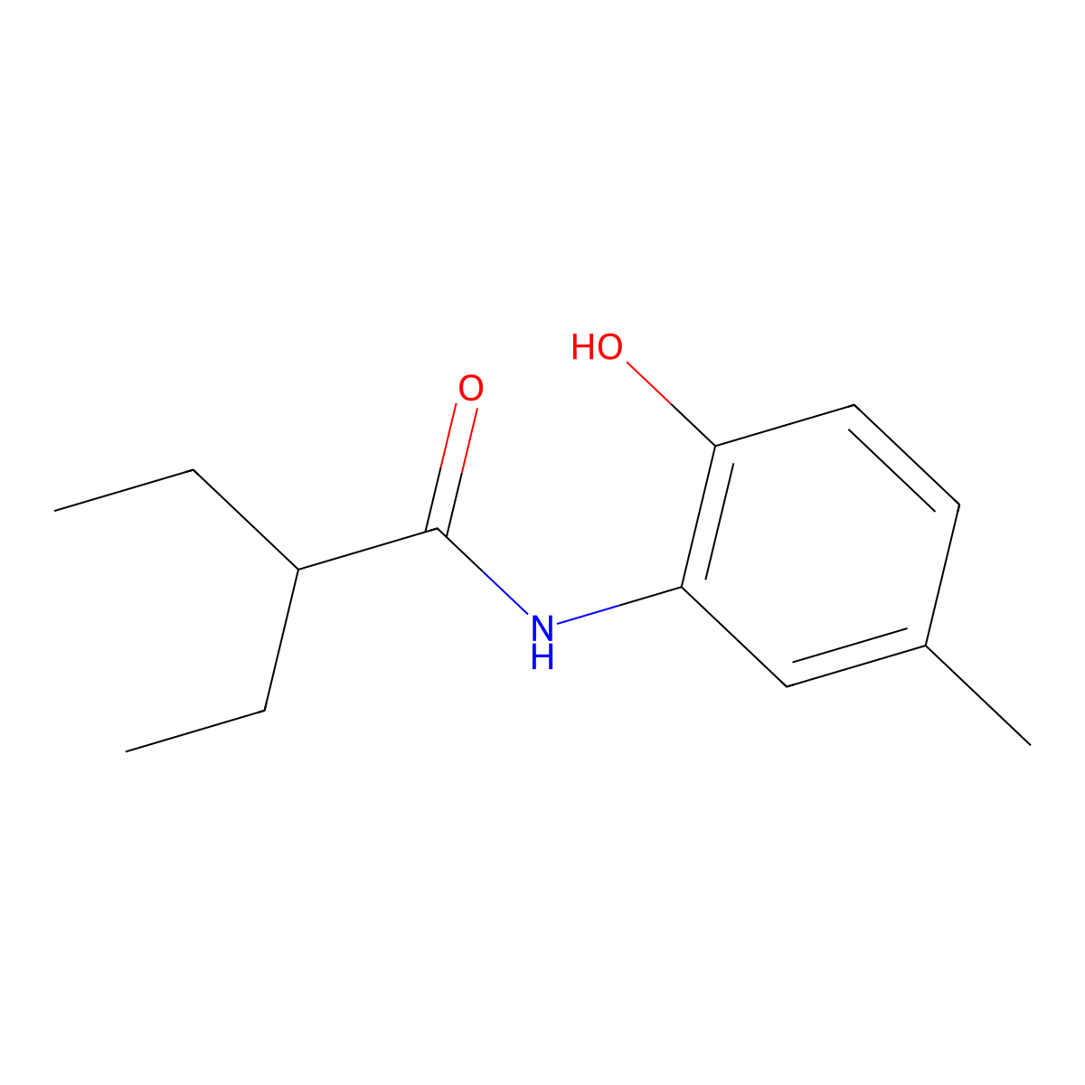 2-ethyl-N-(2-hydroxy-5-methylphenyl)butanamide molecular structure, CAS 791840-84-1