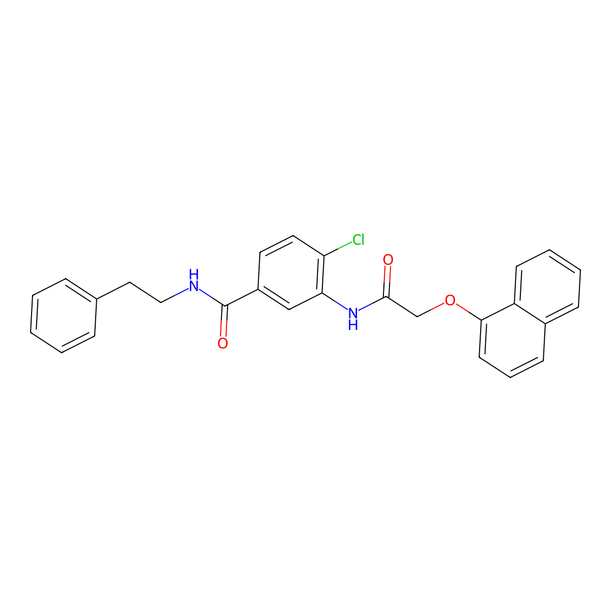 4-chloro-3-{[(1-naphthyloxy)acetyl]amino}-N-(2-phenylethyl)benzamide molecular structure, CAS 791842-05-2