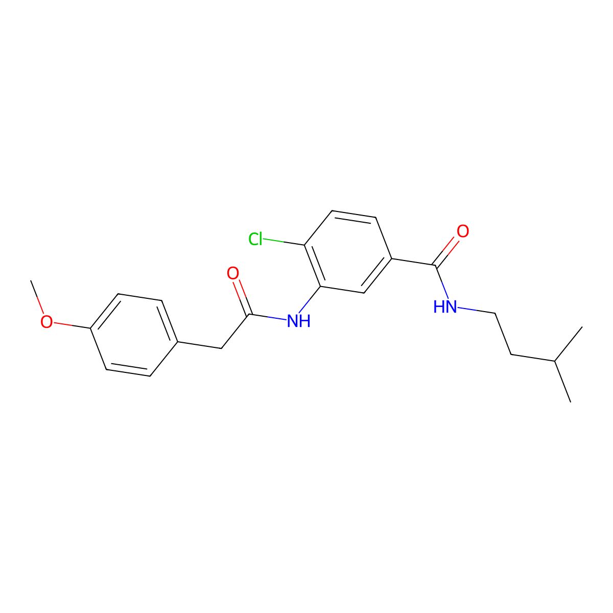 4-chloro-N-isopentyl-3-{[(4-methoxyphenyl)acetyl]amino}benzamide molecular structure, CAS 791842-43-8