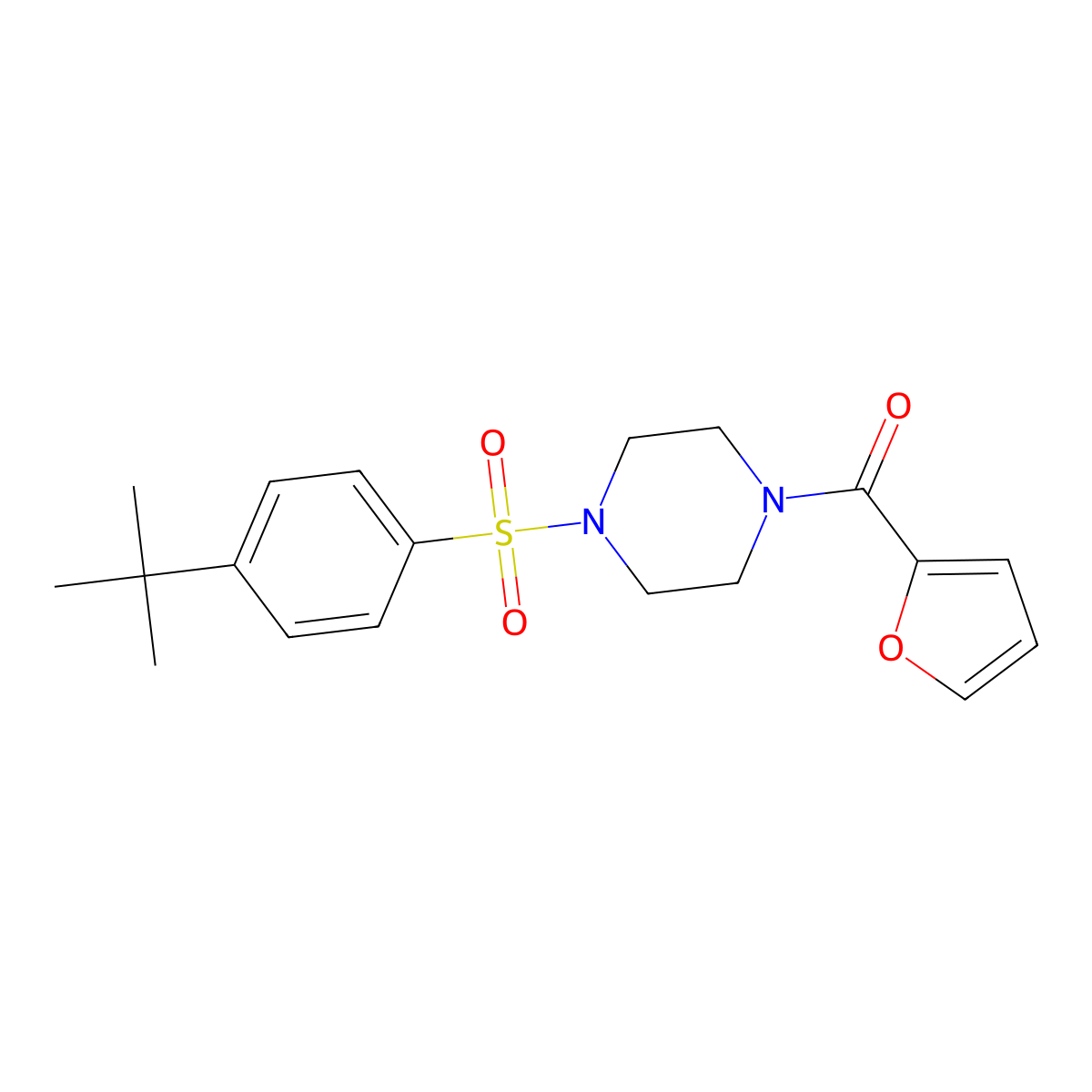 1-[(4-Tert-butylphenyl)sulfonyl]-4-(2-furoyl)piperazine molecular structure, CAS 791843-53-3
