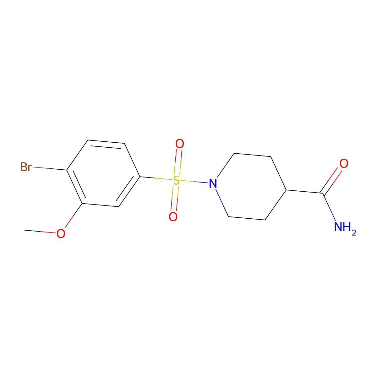 1-(4-Bromo-3-methoxyphenyl)sulfonylpiperidine-4-carboxamide molecular structure, CAS 791843-56-6