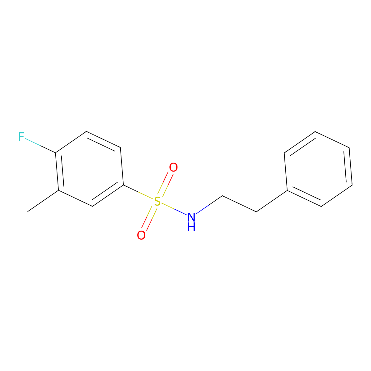4-fluoro-3-methyl-N-(2-phenylethyl)benzenesulfonamide molecular structure, CAS 791843-58-8