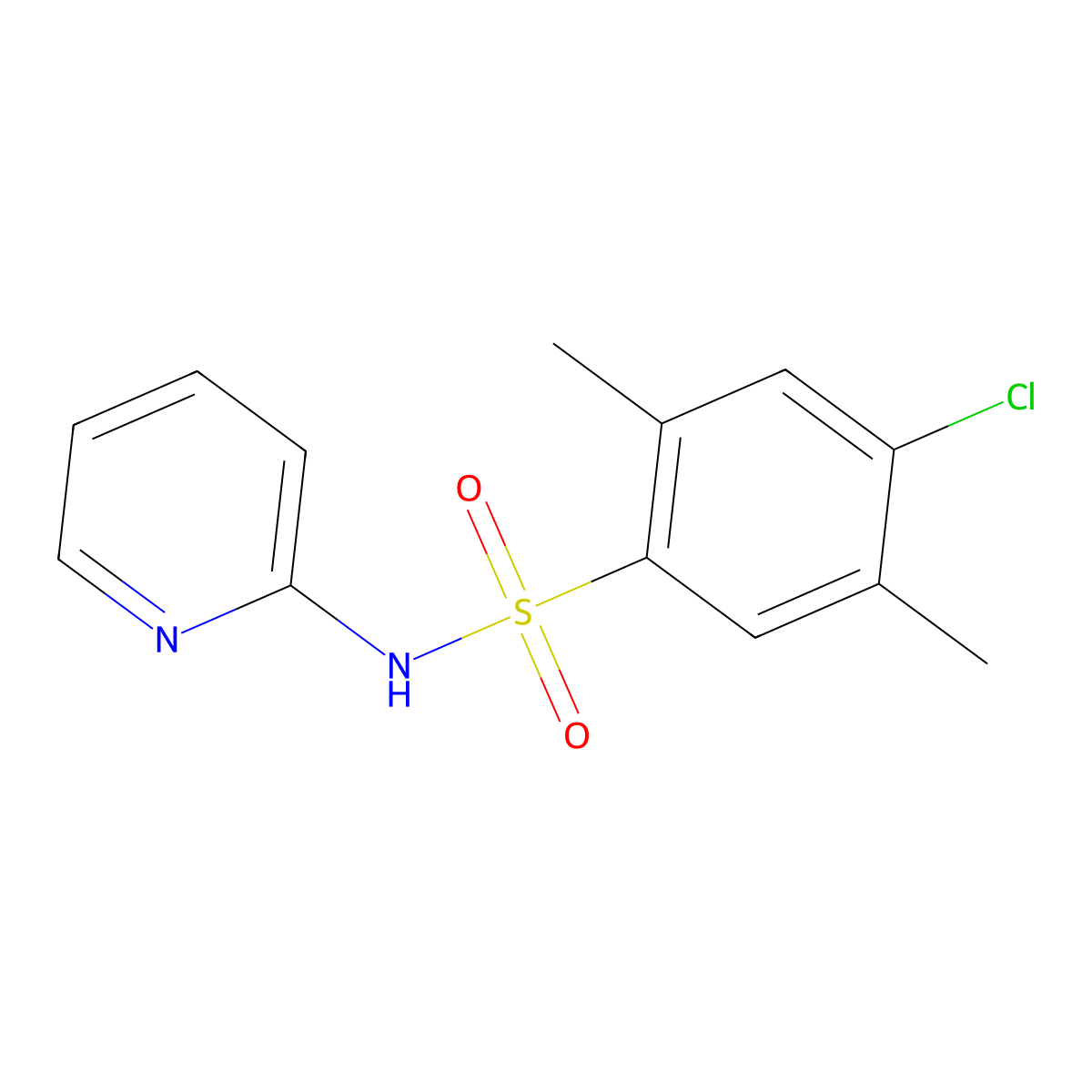 4-chloro-2,5-dimethyl-N-pyridin-2-ylbenzenesulfonamide molecular structure, CAS 791843-60-2