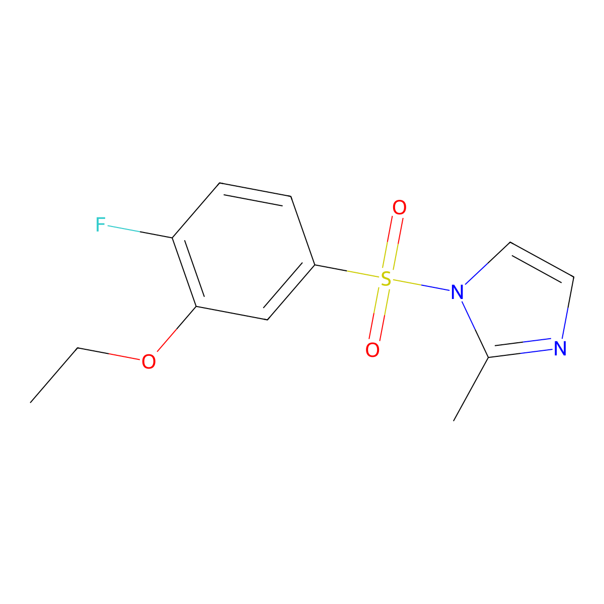 1-((3-ethoxy-4-fluorophenyl)sulfonyl)-2-methyl-1H-imidazole molecular structure, CAS 791843-74-8