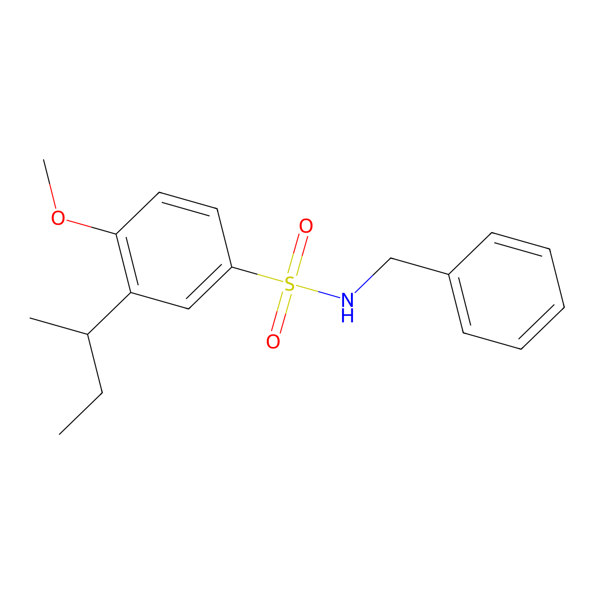 N-benzyl-3-butan-2-yl-4-methoxybenzenesulfonamide molecular structure, CAS 791843-76-0