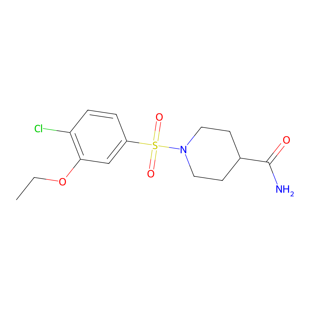 1-[(4-Chloro-3-ethoxyphenyl)sulfonyl]-4-piperidinecarboxamide molecular structure, CAS 791843-77-1