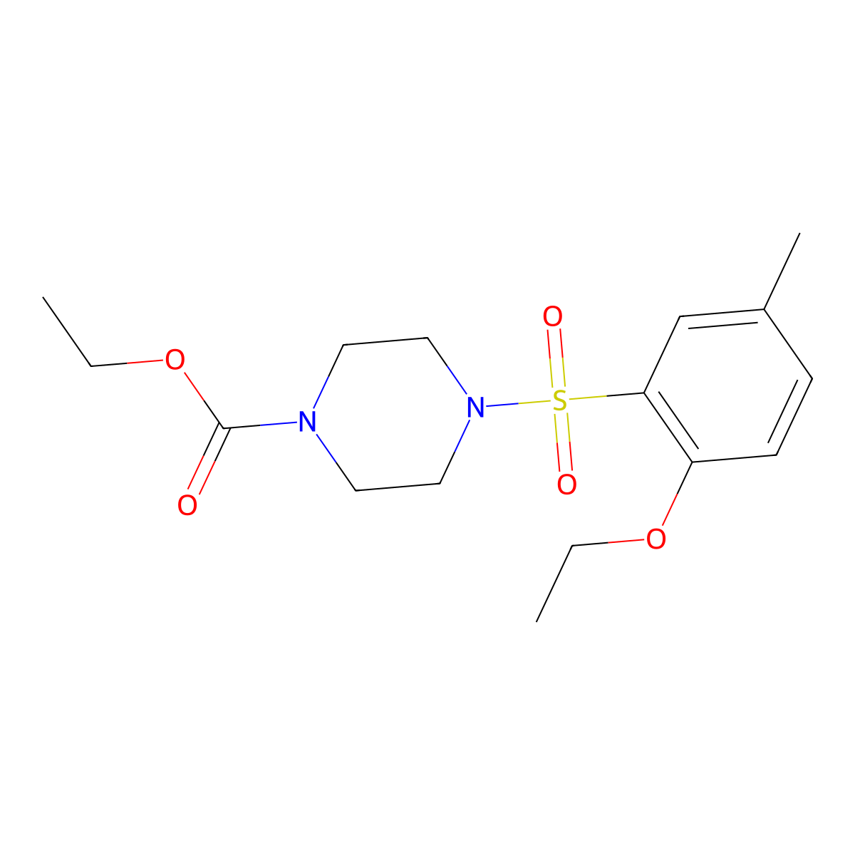 Ethyl 4-((2-ethoxy-5-methylphenyl)sulfonyl)piperazine-1-carboxylate molecular structure, CAS 791843-89-5