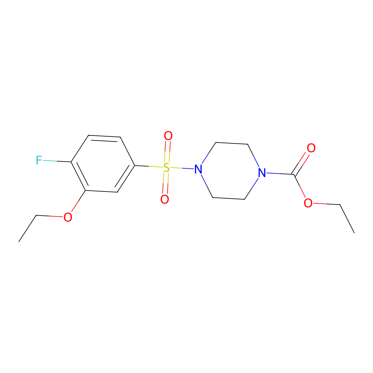 Ethyl 4-((3-ethoxy-4-fluorophenyl)sulfonyl)piperazine-1-carboxylate molecular structure, CAS 791843-92-0
