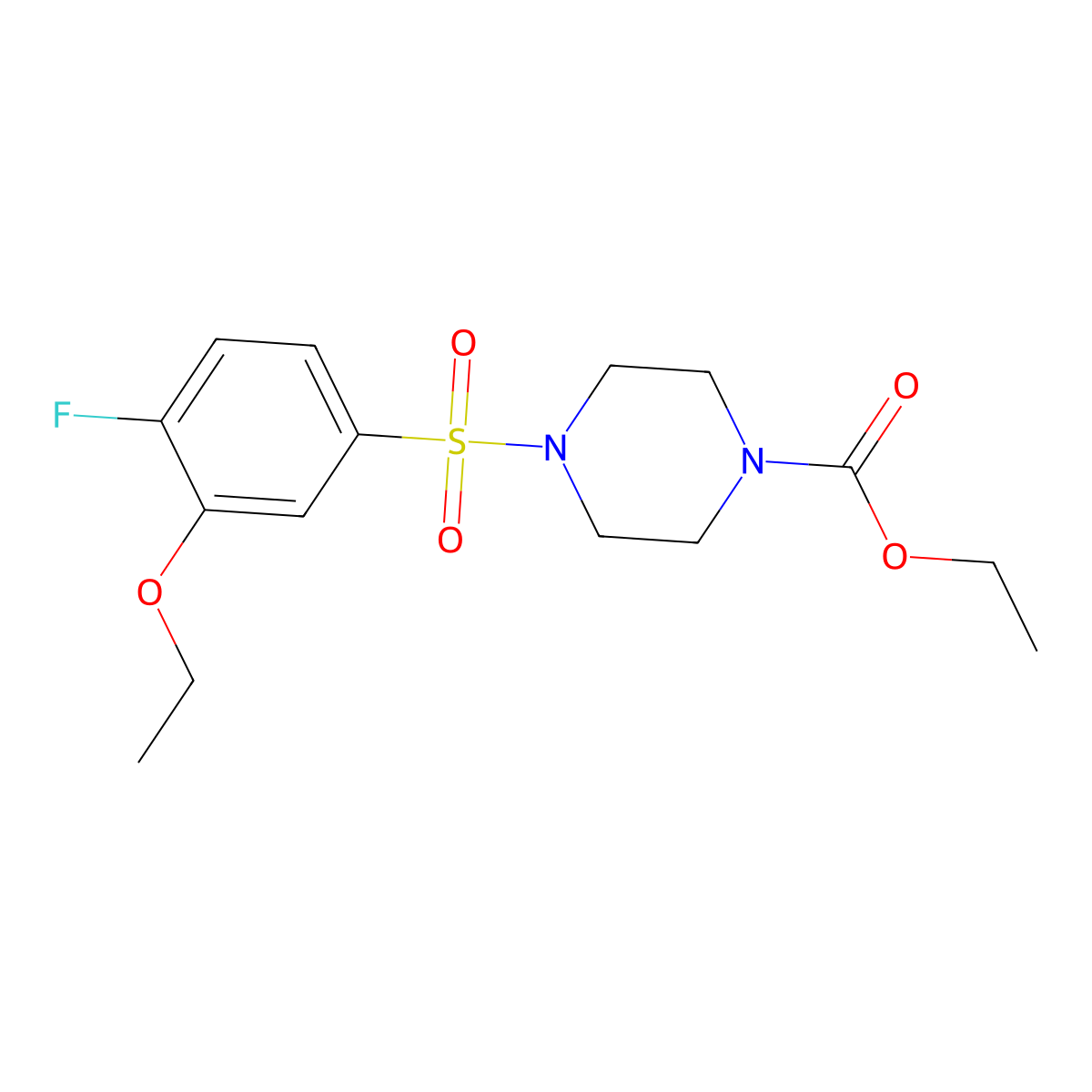 Ethyl 4-((3-ethoxy-4-fluorophenyl)sulfonyl)piperazine-1-carboxylate molecular structure, CAS 791843-92-0