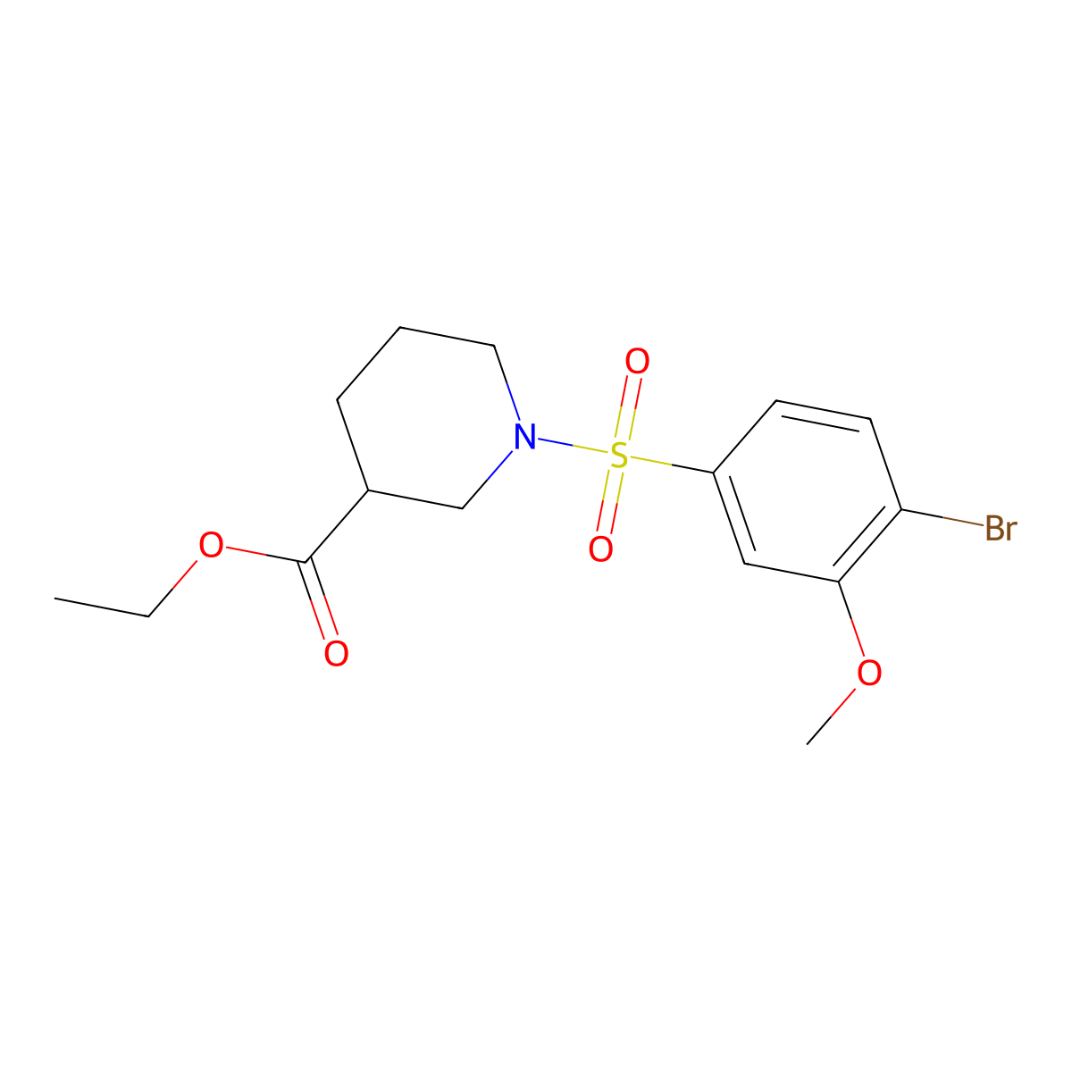 Ethyl 1-[(4-bromo-3-methoxyphenyl)sulfonyl]-3-piperidinecarboxylate molecular structure, CAS 791843-93-1