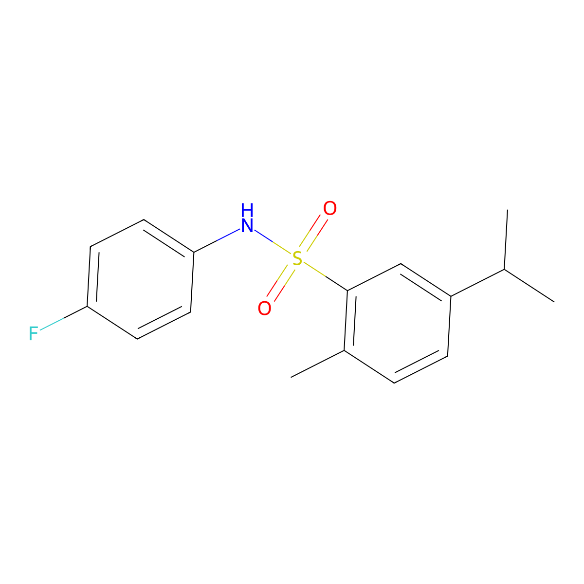 N-(4-fluorophenyl)-2-methyl-5-propan-2-ylbenzenesulfonamide molecular structure, CAS 791843-96-4