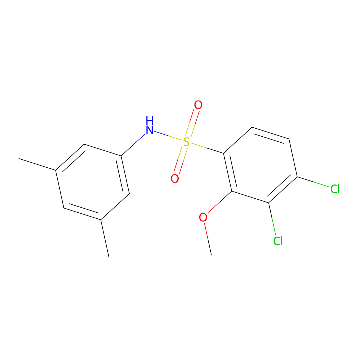 3,4-dichloro-N-(3,5-dimethylphenyl)-2-methoxybenzenesulfonamide molecular structure, CAS 791844-12-7