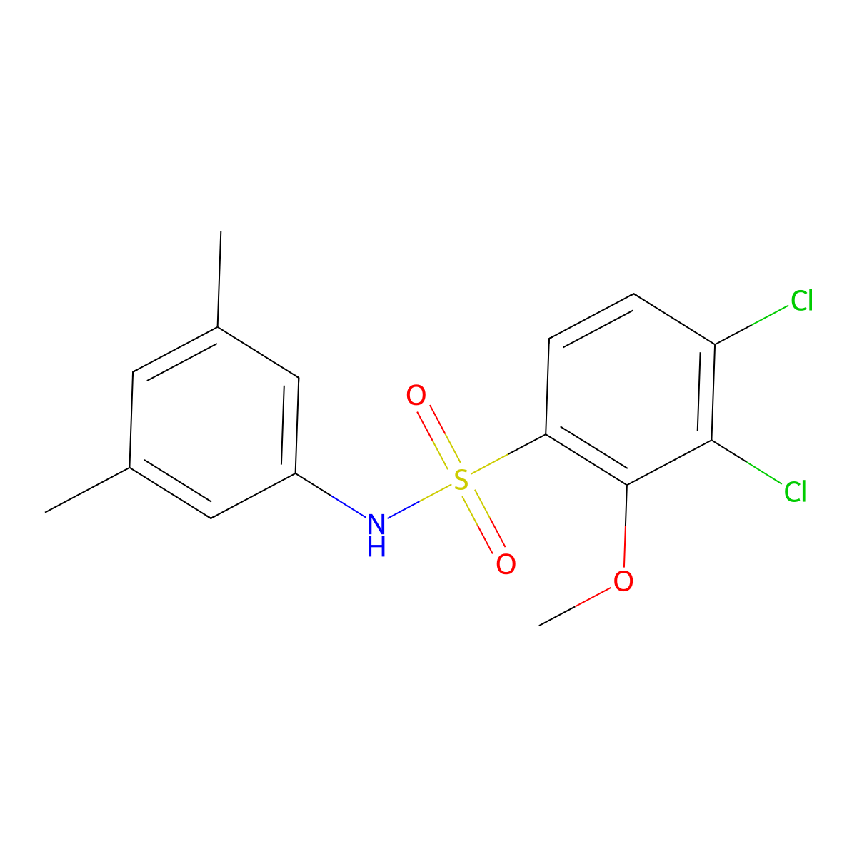 3,4-dichloro-N-(3,5-dimethylphenyl)-2-methoxybenzenesulfonamide molecular structure, CAS 791844-12-7