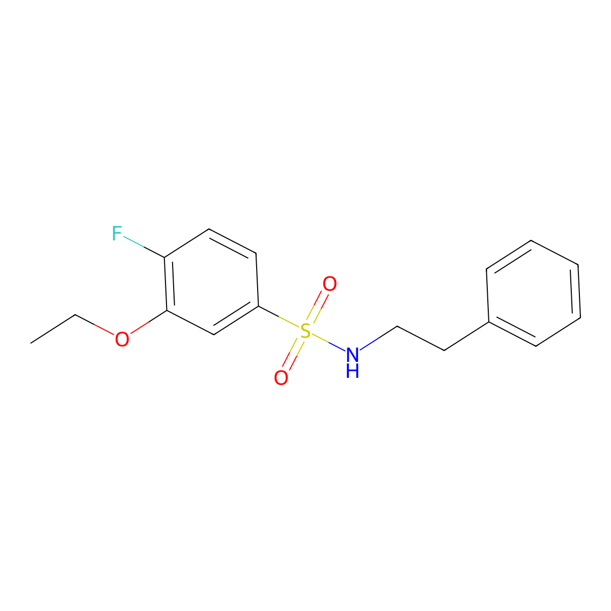 3-ethoxy-4-fluoro-N-(2-phenylethyl)benzenesulfonamide molecular structure, CAS 791844-16-1