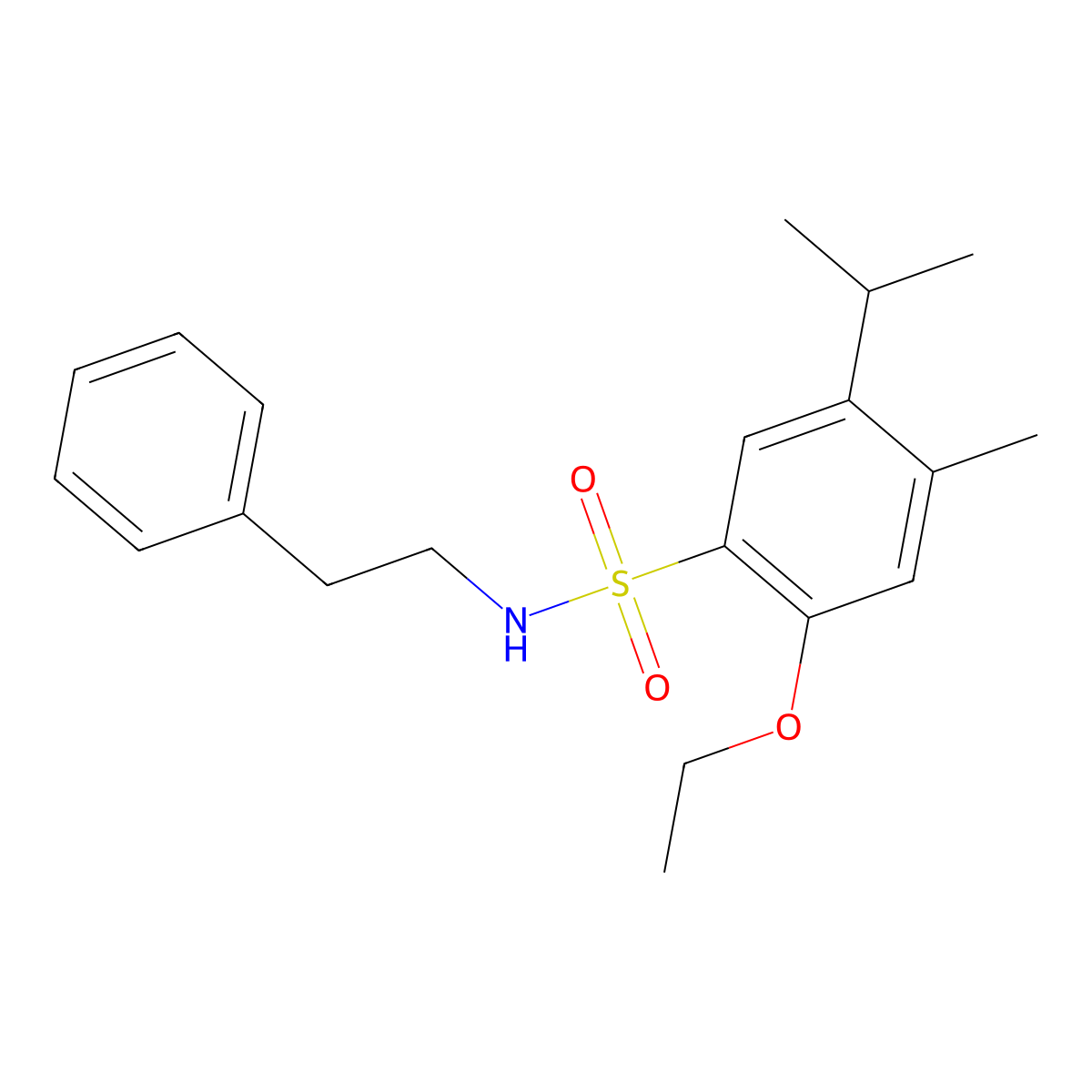 2-ethoxy-5-isopropyl-4-methyl-N-(2-phenylethyl)benzenesulfonamide molecular structure, CAS 791844-20-7