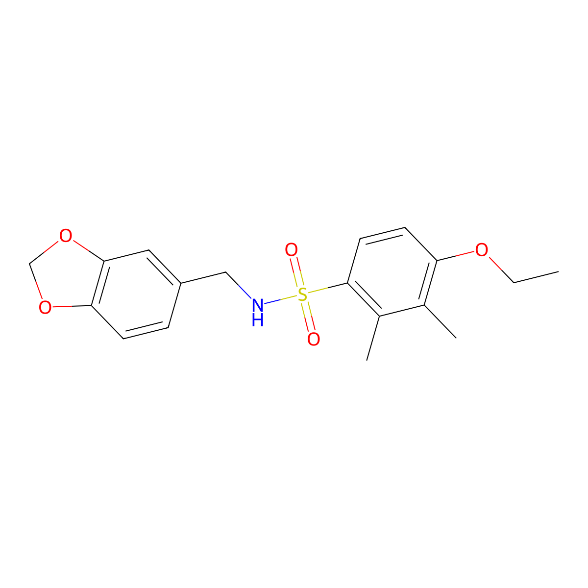 N-(1,3-benzodioxol-5-ylmethyl)-4-ethoxy-2,3-dimethylbenzenesulfonamide molecular structure, CAS 791844-21-8