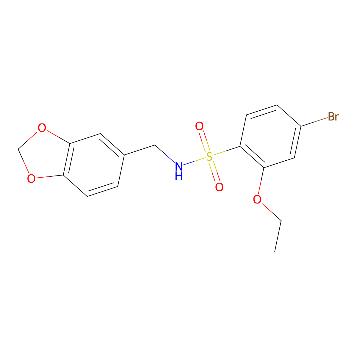 N-(1,3-benzodioxol-5-ylmethyl)-4-bromo-2-ethoxybenzenesulfonamide molecular structure, CAS 791844-24-1