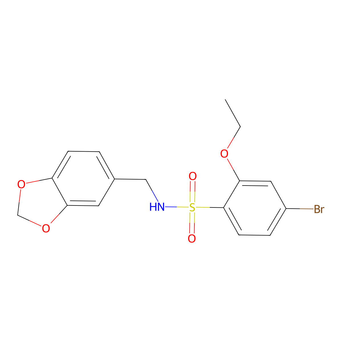 N-(1,3-benzodioxol-5-ylmethyl)-4-bromo-2-ethoxybenzenesulfonamide molecular structure, CAS 791844-24-1