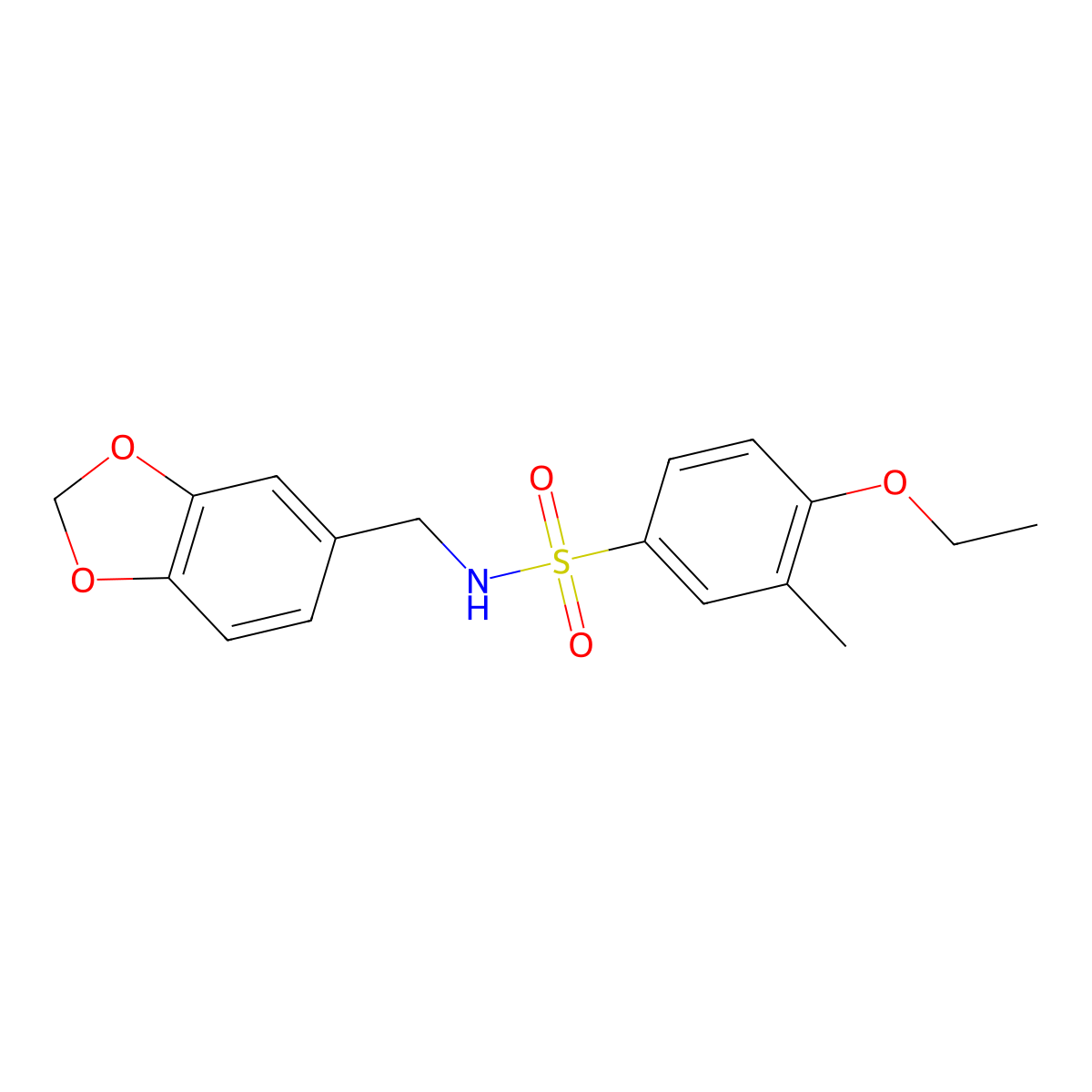 N-(1,3-benzodioxol-5-ylmethyl)-4-ethoxy-3-methylbenzenesulfonamide molecular structure, CAS 791844-27-4