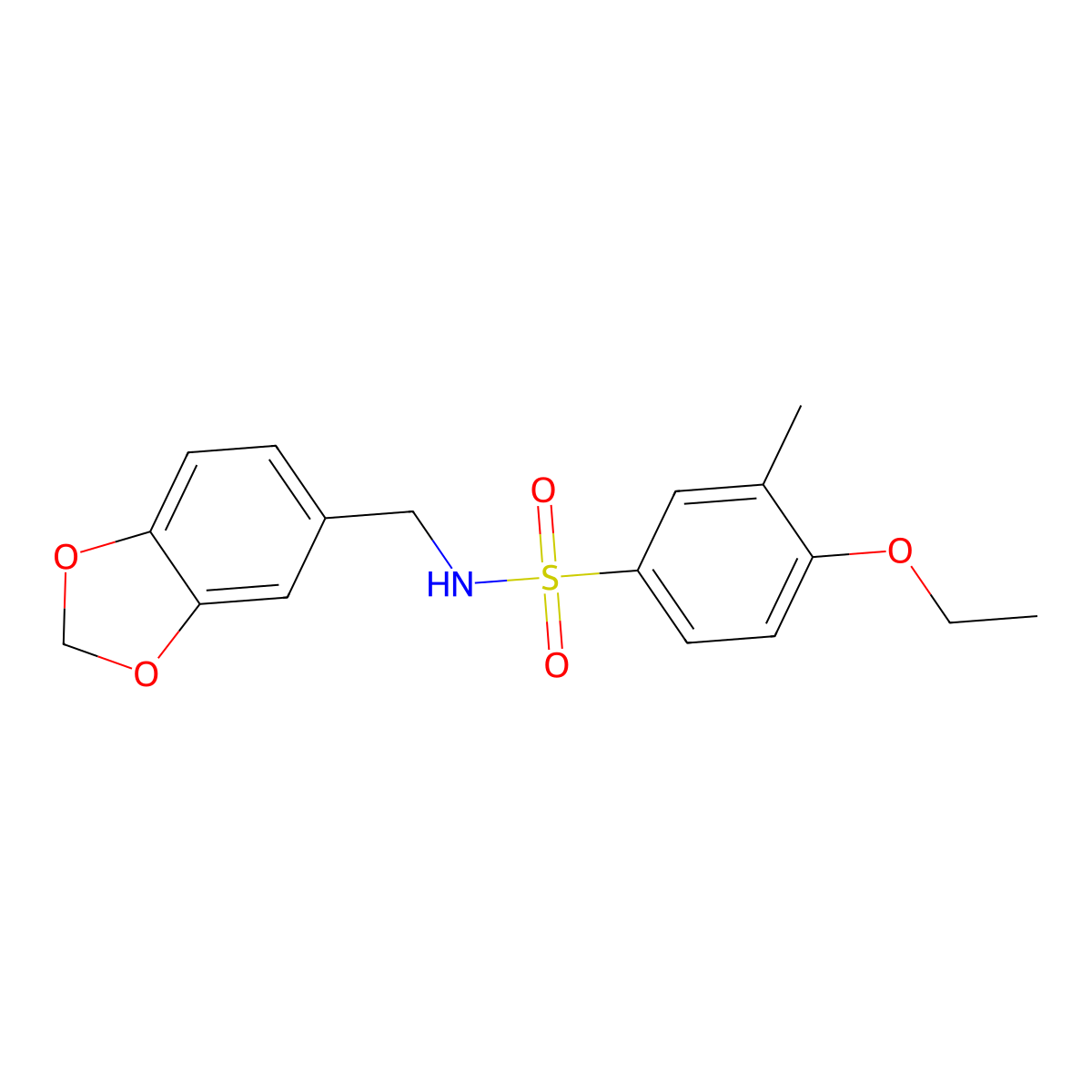 N-(1,3-benzodioxol-5-ylmethyl)-4-ethoxy-3-methylbenzenesulfonamide molecular structure, CAS 791844-27-4
