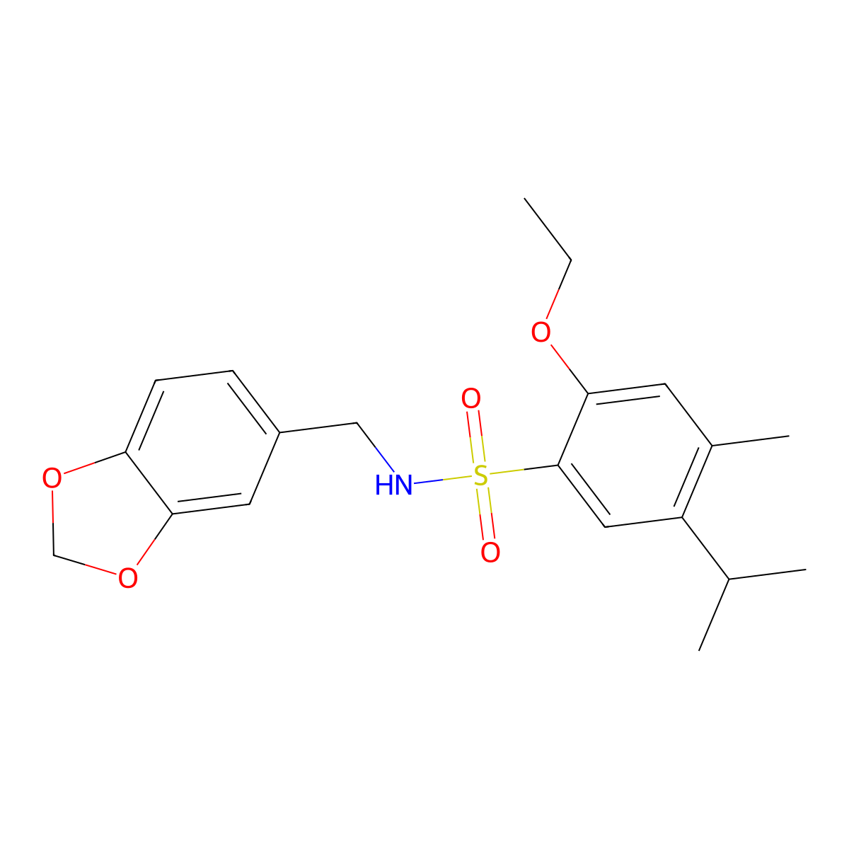 N-(1,3-benzodioxol-5-ylmethyl)-2-ethoxy-5-isopropyl-4-methylbenzenesulfonamide molecular structure, CAS 791844-29-6