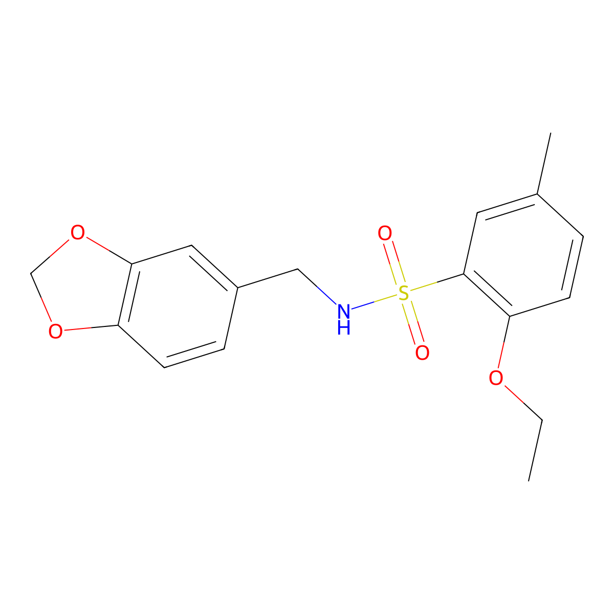 N-(1,3-benzodioxol-5-ylmethyl)-2-ethoxy-5-methylbenzenesulfonamide molecular structure, CAS 791844-30-9