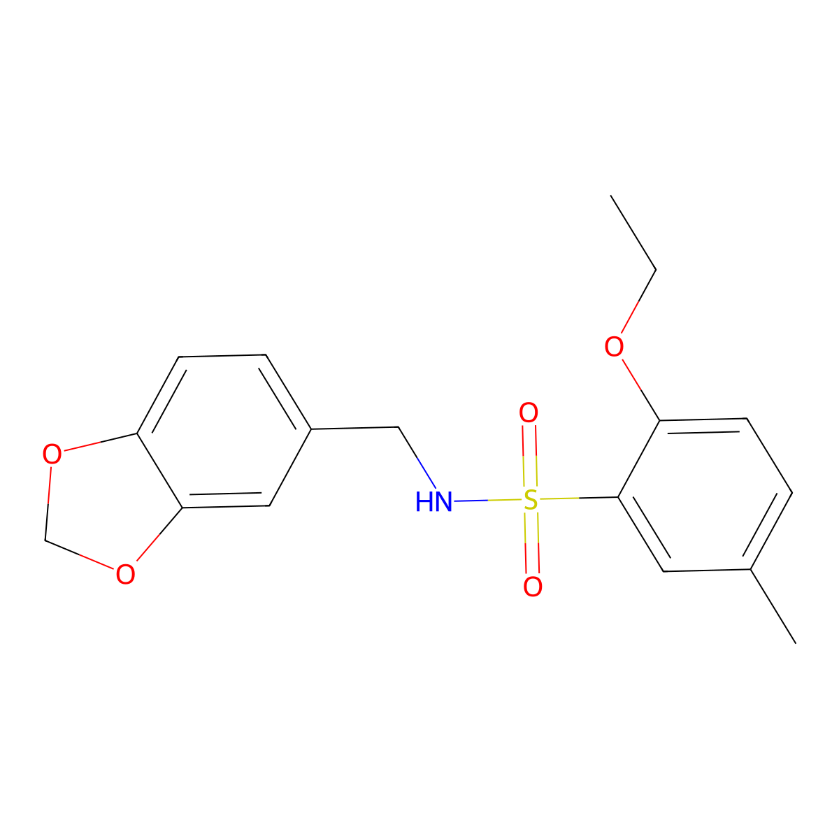N-(1,3-benzodioxol-5-ylmethyl)-2-ethoxy-5-methylbenzenesulfonamide molecular structure, CAS 791844-30-9