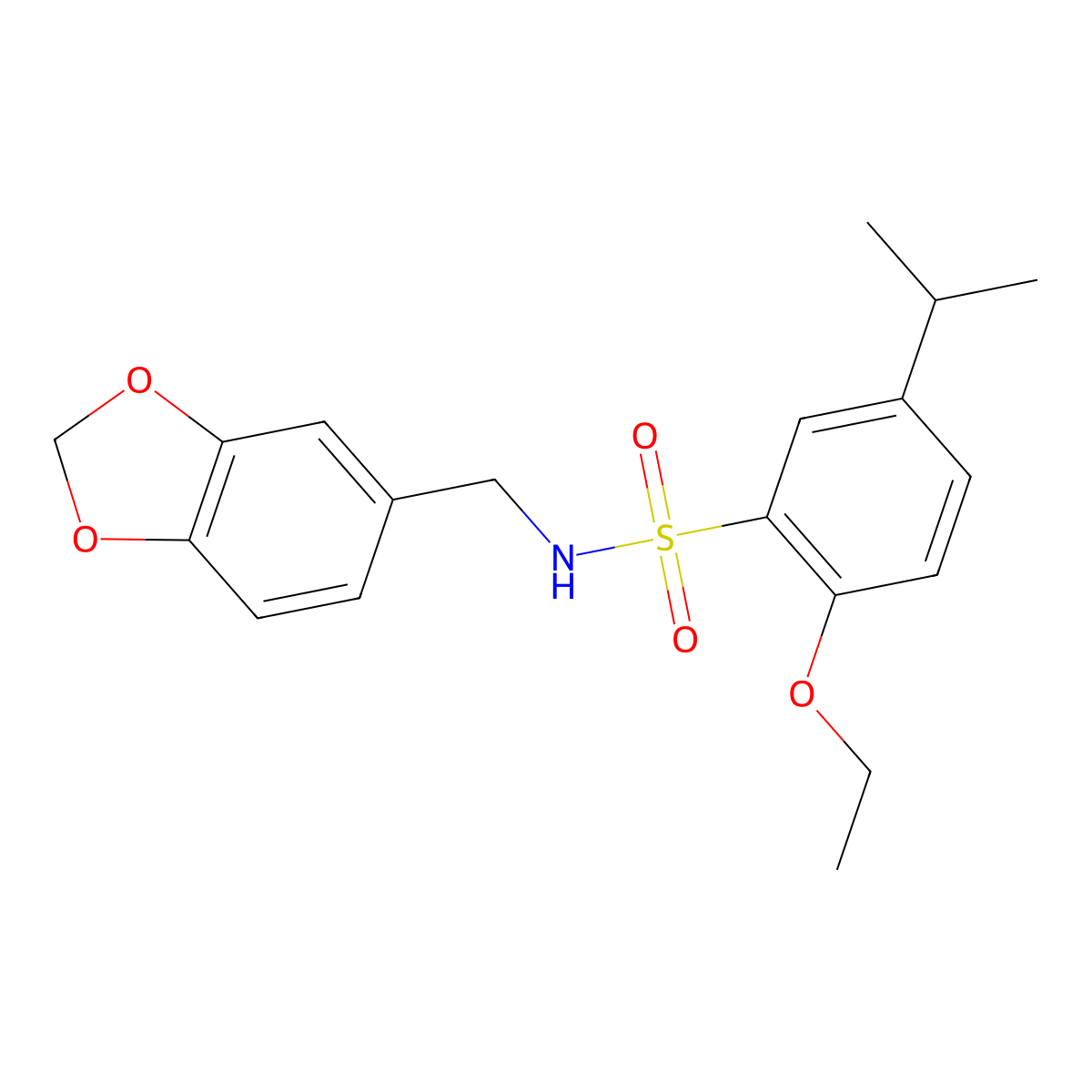 N-(1,3-benzodioxol-5-ylmethyl)-2-ethoxy-5-isopropylbenzenesulfonamide molecular structure, CAS 791844-33-2
