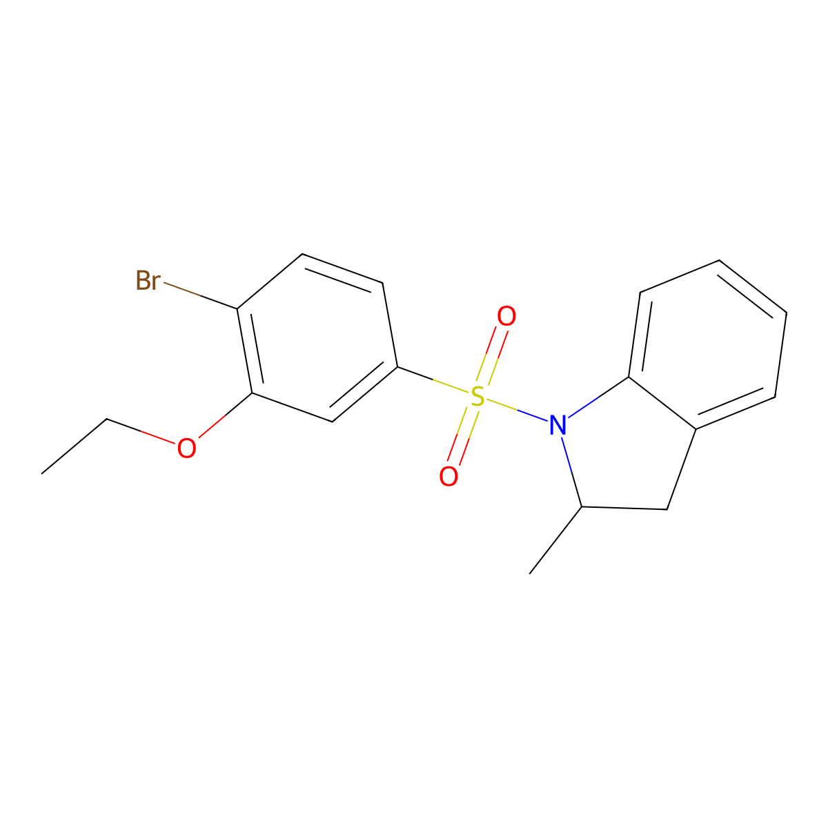 1-(4-bromo-3-ethoxybenzenesulfonyl)-2-methyl-2,3-dihydro-1H-indole molecular structure, CAS 791844-35-4
