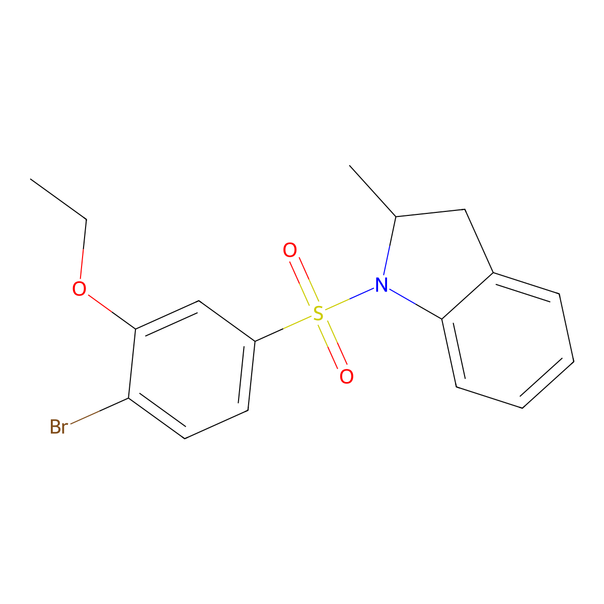 1-(4-bromo-3-ethoxybenzenesulfonyl)-2-methyl-2,3-dihydro-1H-indole molecular structure, CAS 791844-35-4