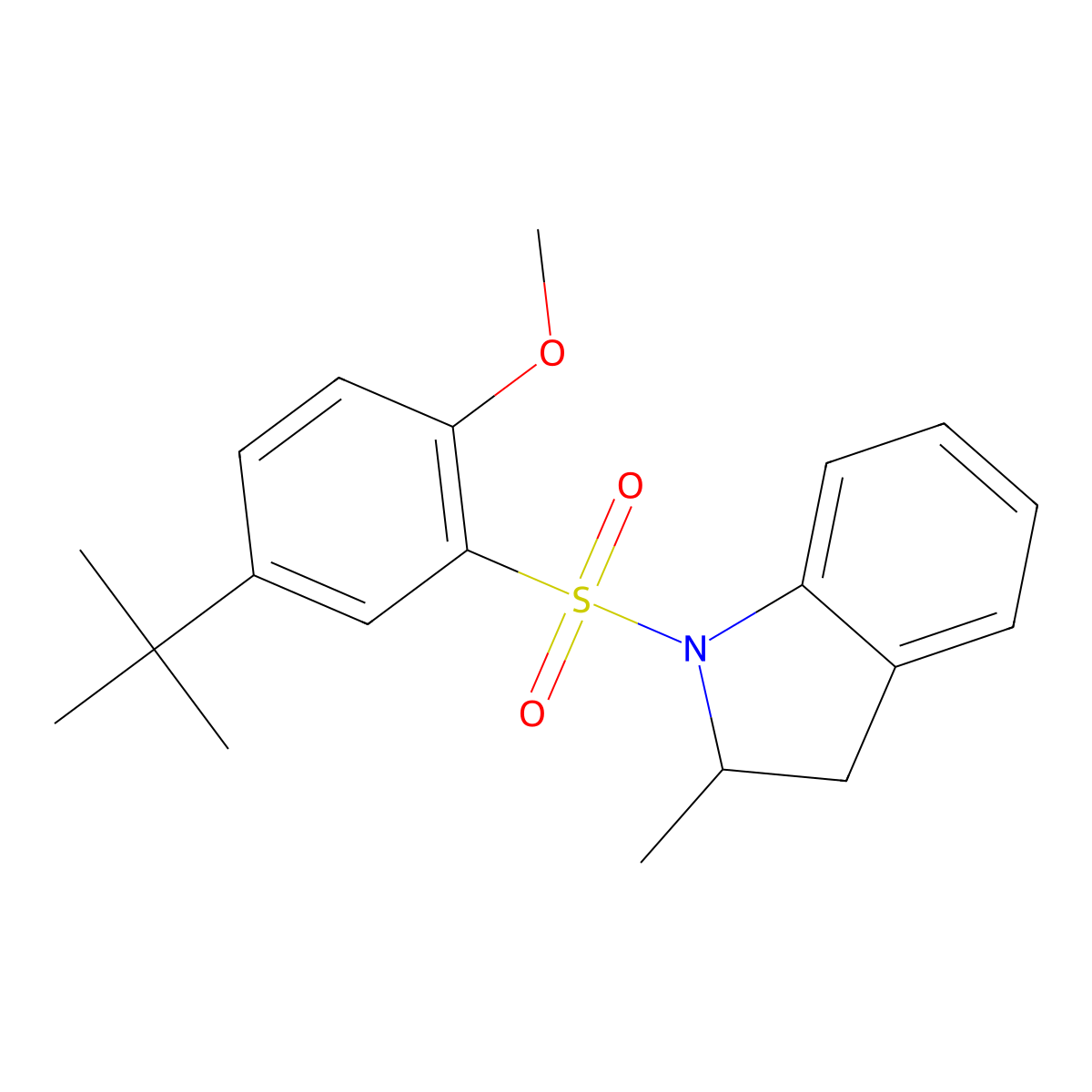 1-(5-tert-butyl-2-methoxybenzenesulfonyl)-2-methyl-2,3-dihydro-1H-indole molecular structure, CAS 791844-37-6