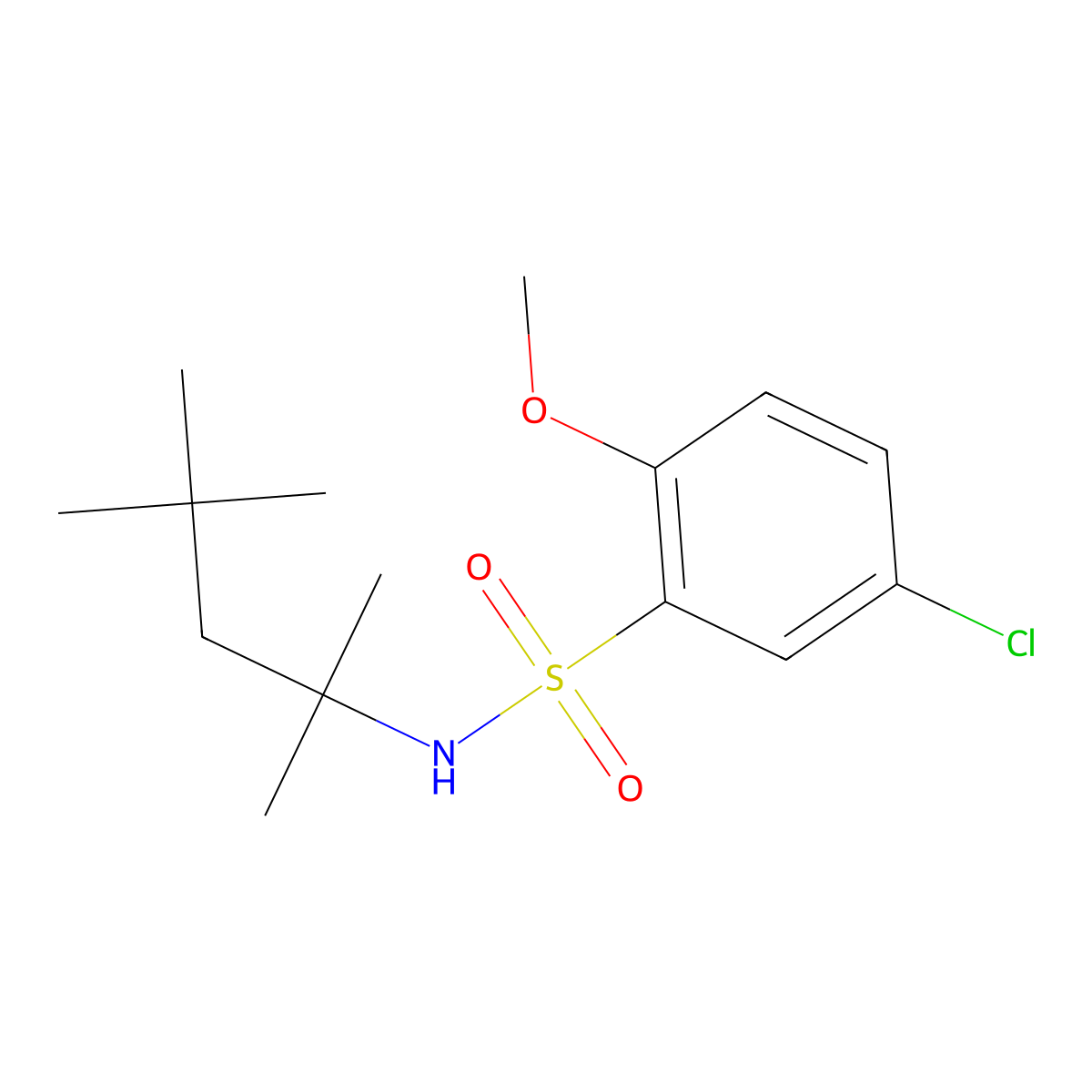 5-chloro-2-methoxy-N-(1,1,3,3-tetramethylbutyl)benzenesulfonamide molecular structure, CAS 791844-51-4