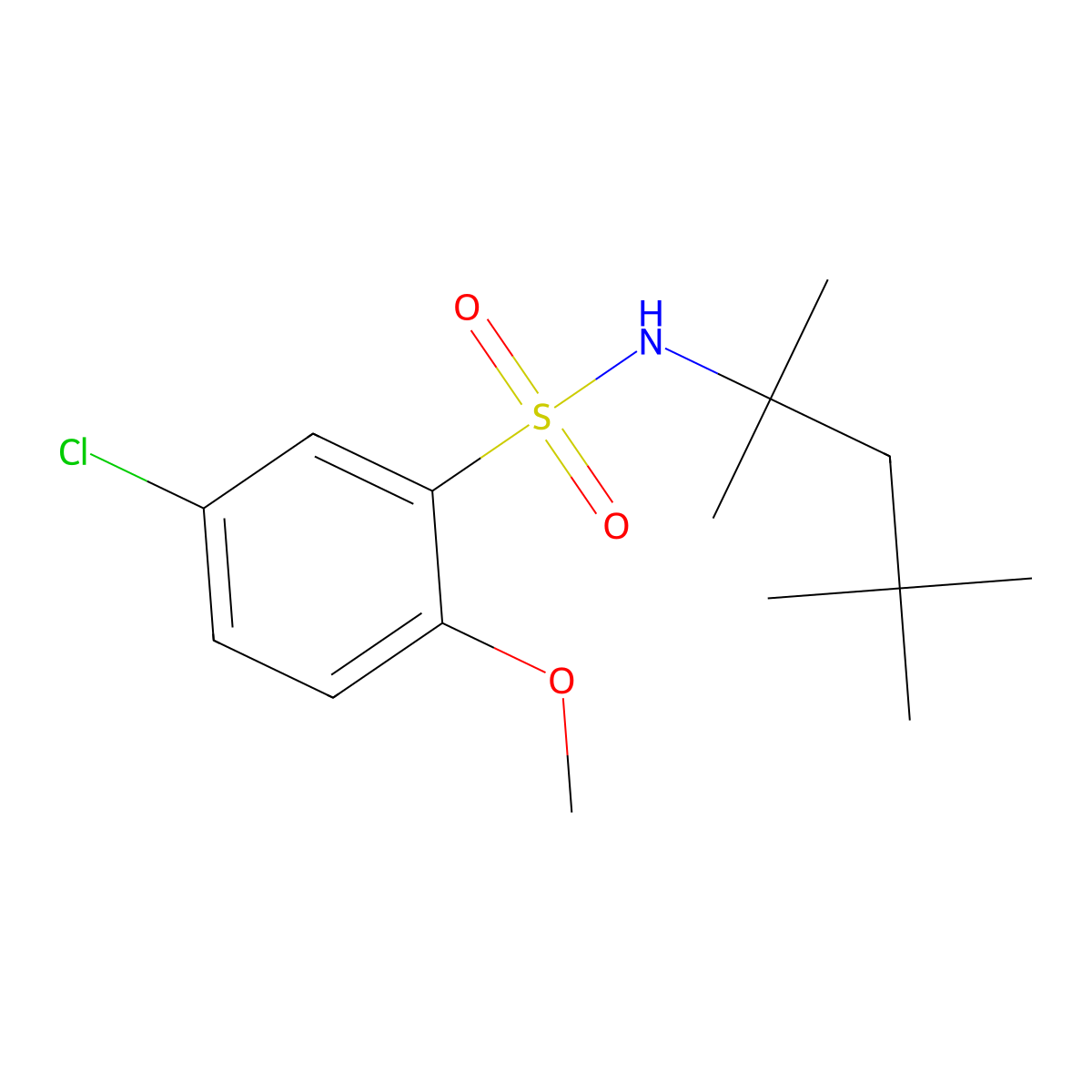 5-chloro-2-methoxy-N-(1,1,3,3-tetramethylbutyl)benzenesulfonamide molecular structure, CAS 791844-51-4