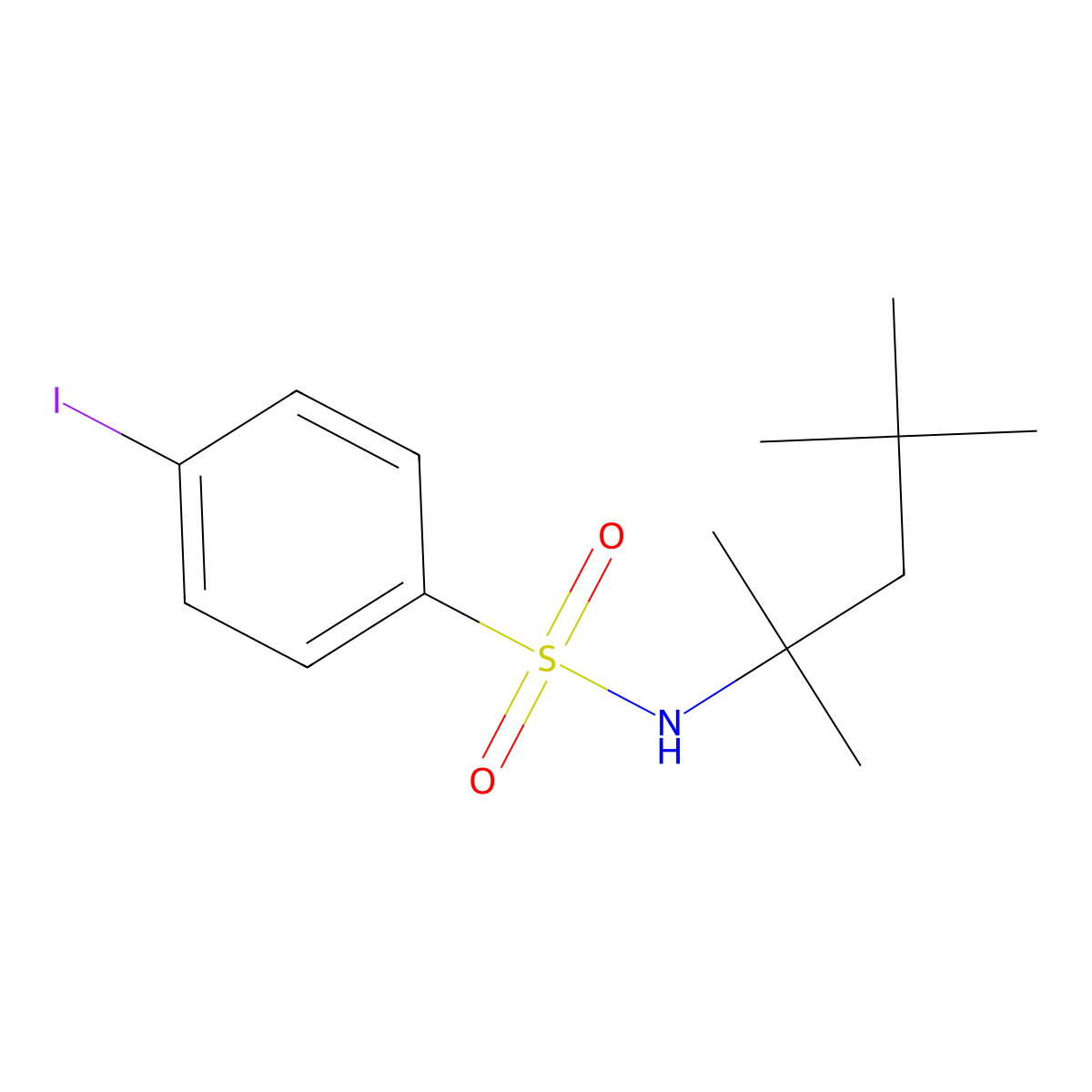 4-iodo-N-(1,1,3,3-tetramethylbutyl)benzenesulfonamide molecular structure, CAS 791844-53-6