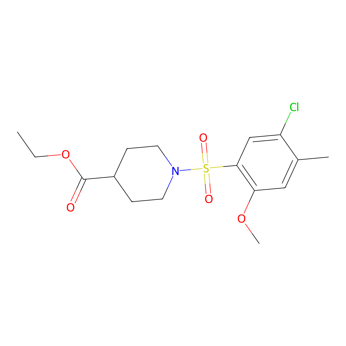 Ethyl 1-[(5-chloro-2-methoxy-4-methylphenyl)sulfonyl]-4-piperidinecarboxylate molecular structure, CAS 791844-60-5