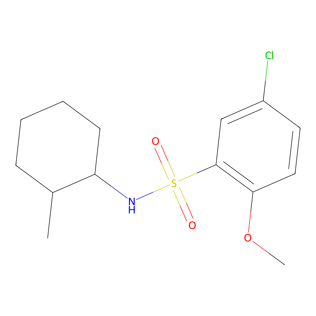 5-chloro-2-methoxy-N-(2-methylcyclohexyl)benzenesulfonamide molecular structure, CAS 791844-74-1