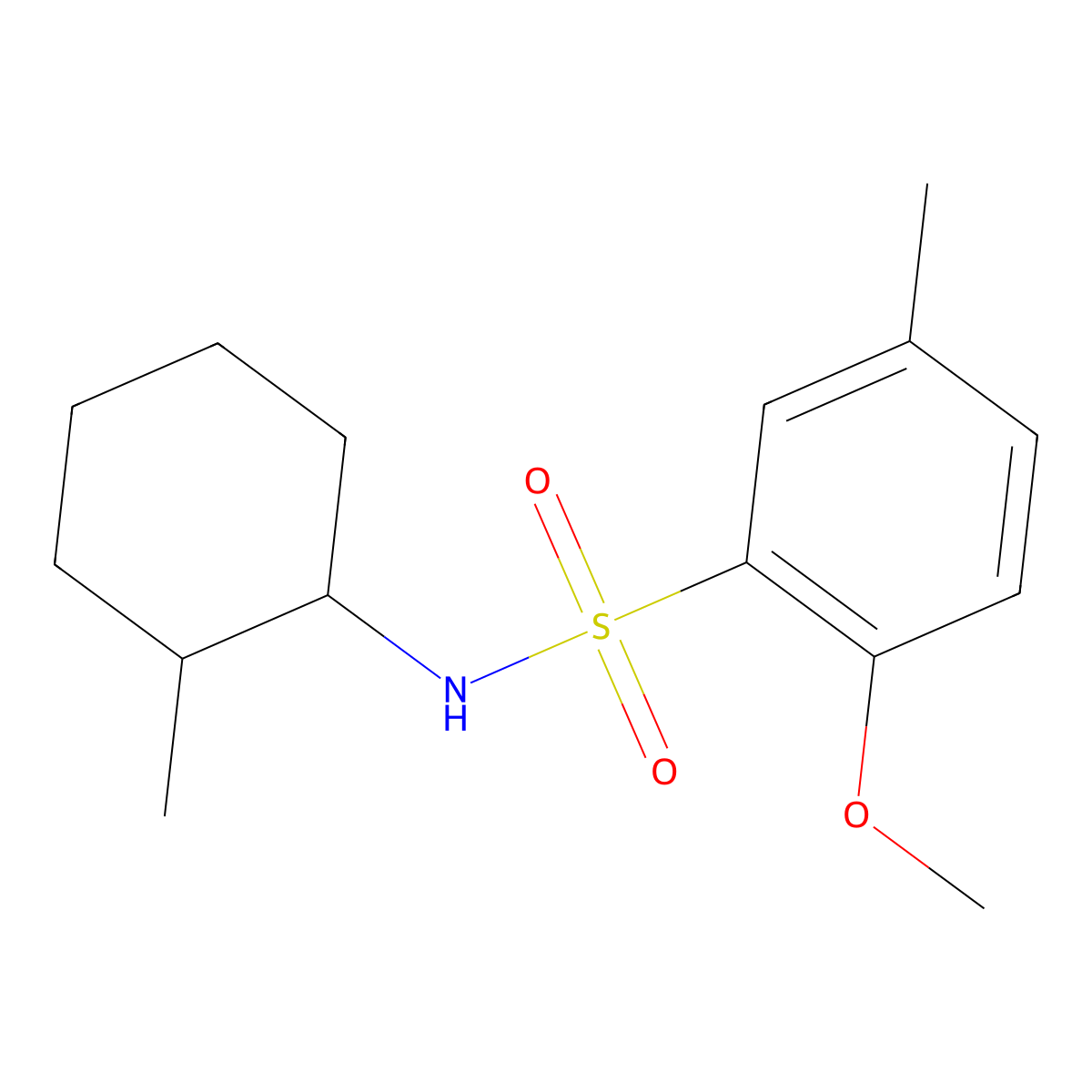 2-methoxy-5-methyl-N-(2-methylcyclohexyl)benzenesulfonamide molecular structure, CAS 791844-75-2