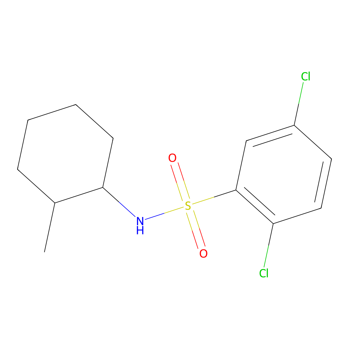 2,5-dichloro-N-(2-methylcyclohexyl)benzenesulfonamide molecular structure, CAS 791844-80-9