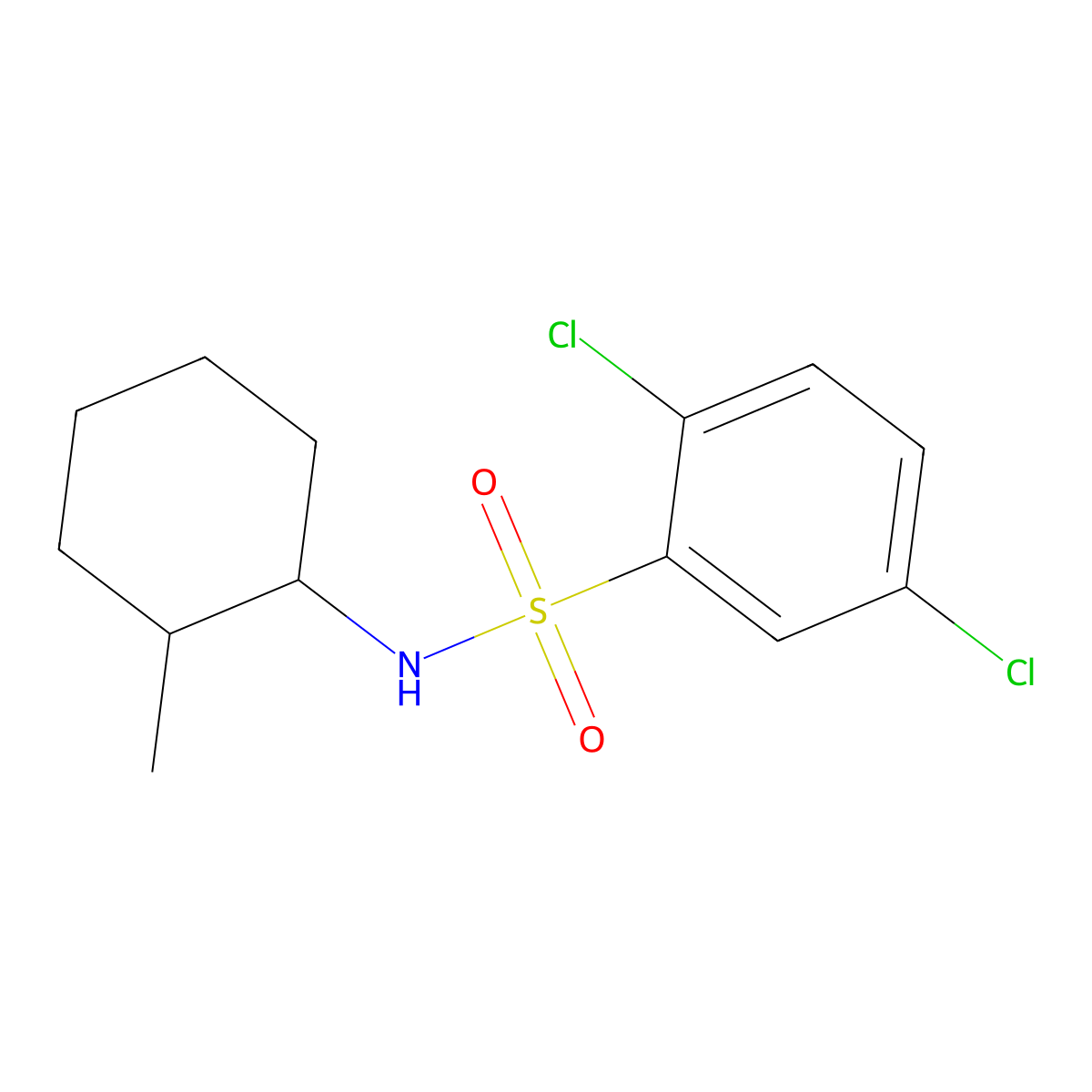 2,5-dichloro-N-(2-methylcyclohexyl)benzenesulfonamide molecular structure, CAS 791844-80-9
