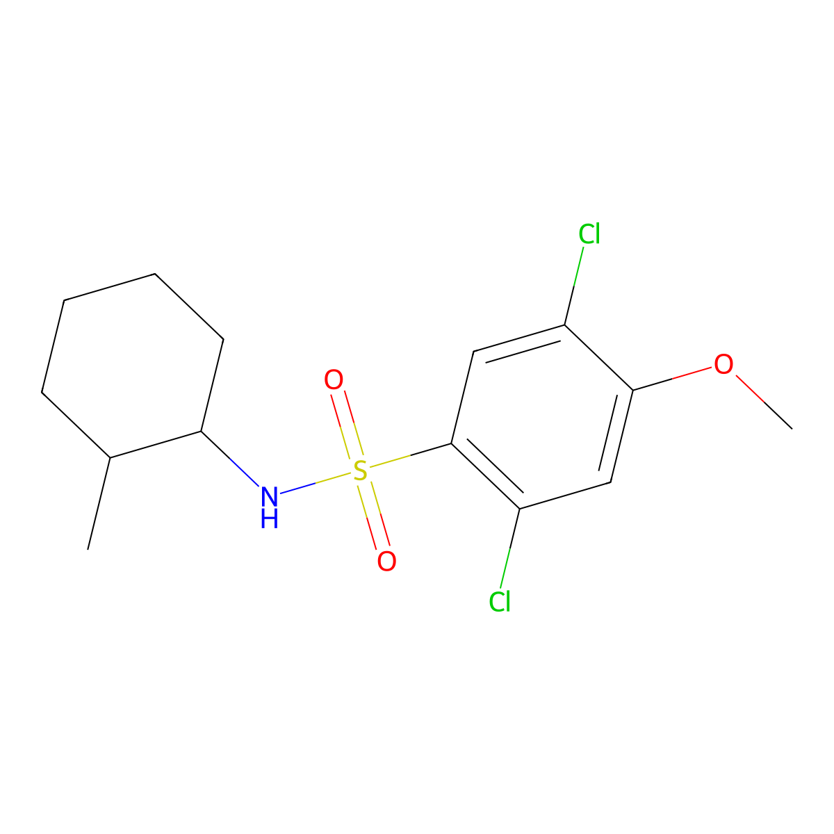 2,5-dichloro-4-methoxy-N-(2-methylcyclohexyl)benzenesulfonamide molecular structure, CAS 791844-81-0