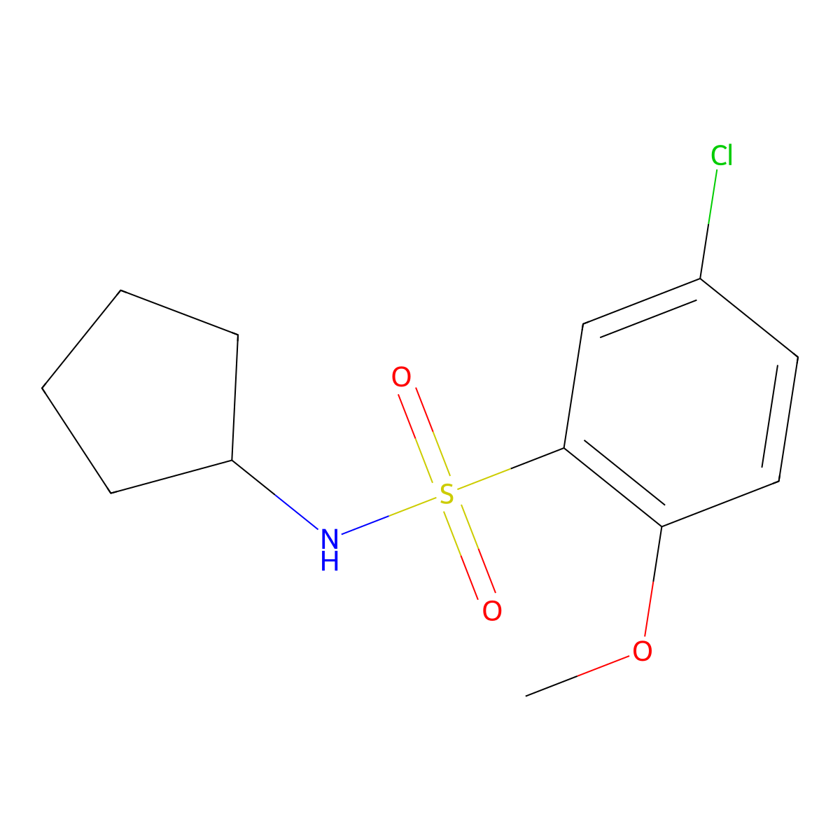 5-chloro-N-cyclopentyl-2-methoxybenzenesulfonamide molecular structure, CAS 791844-83-2
