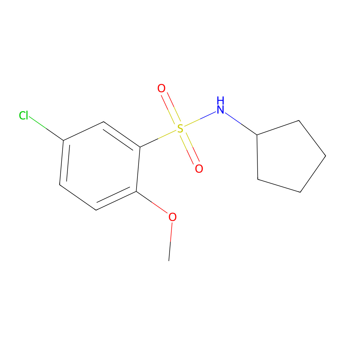5-chloro-N-cyclopentyl-2-methoxybenzenesulfonamide molecular structure, CAS 791844-83-2
