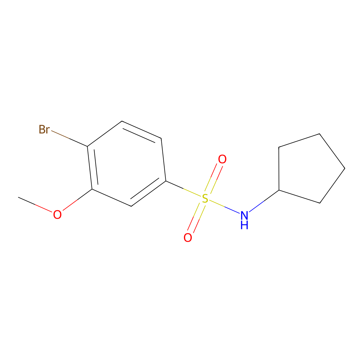 4-bromo-N-cyclopentyl-3-methoxybenzenesulfonamide molecular structure, CAS 791844-86-5