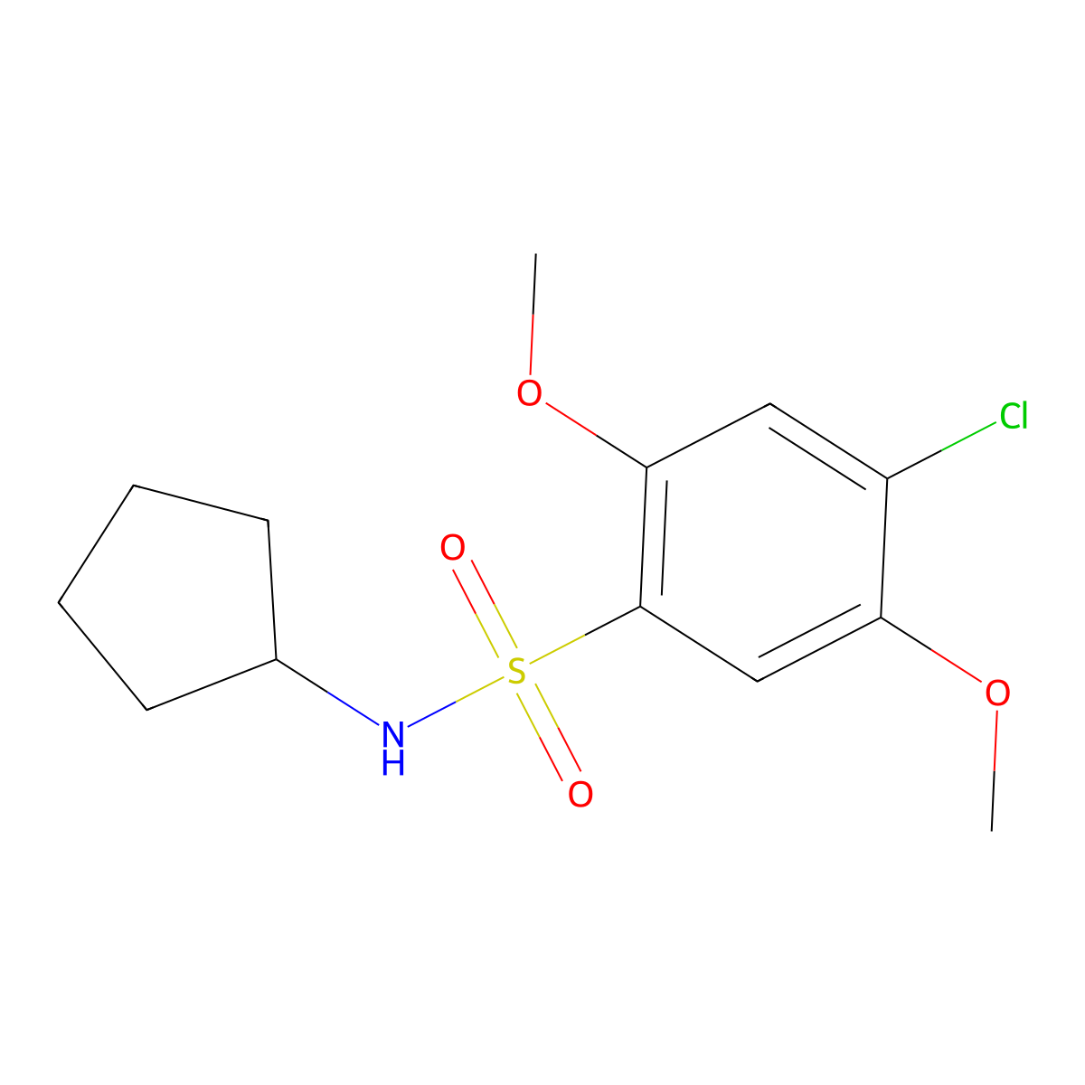 4-chloro-N-cyclopentyl-2,5-dimethoxybenzenesulfonamide molecular structure, CAS 791844-87-6