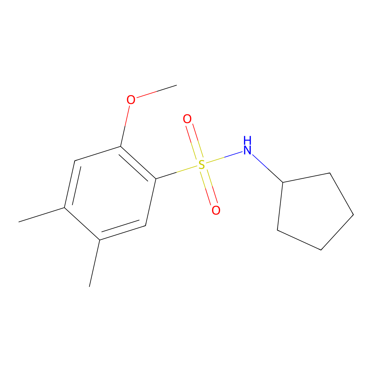 N-cyclopentyl-2-methoxy-4,5-dimethylbenzenesulfonamide molecular structure, CAS 791844-89-8