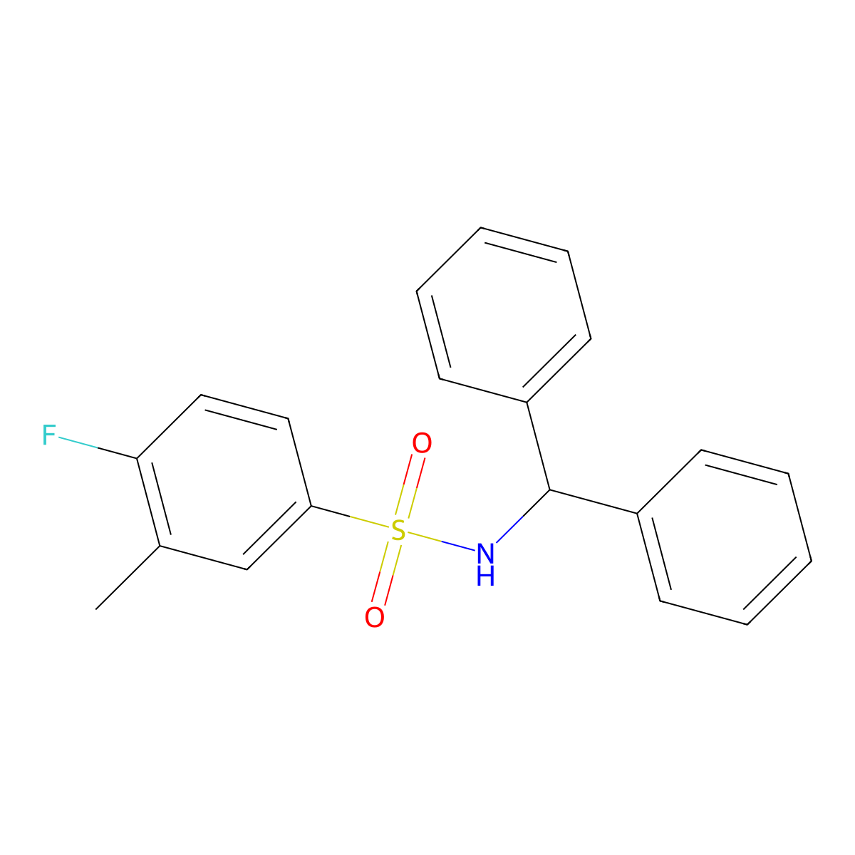 N-benzhydryl-4-fluoro-3-methylbenzenesulfonamide molecular structure, CAS 791844-91-2